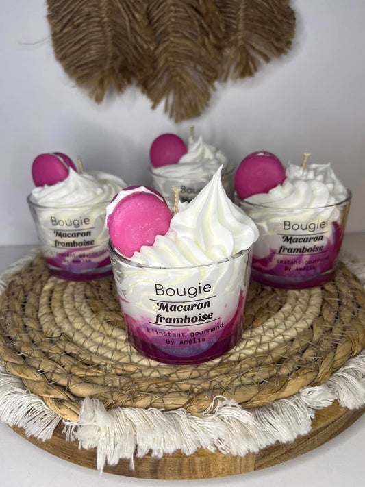 Bougie macaron framboise